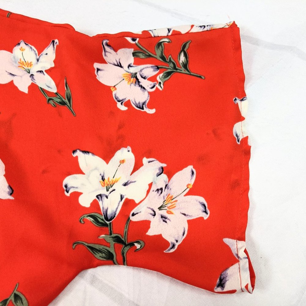 Sienna Sky Orange Floral Print V-Neck Button Top - Picture 5 of 8